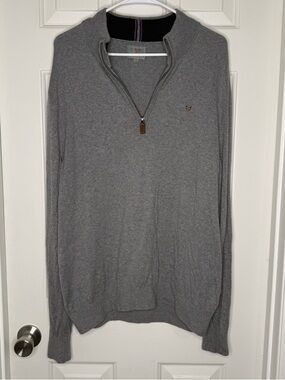 Fennec Cashmere Blend Men's Quarter-Zip Sweater - Gray